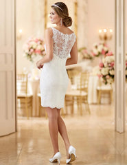 White Bridesmaid Dresses: Wedding Dress With Detachable Skirt See Through Back