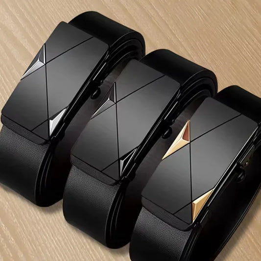 New Fashion Business Leisure Men's Belt Genuine Luxury Brand Automatic Buckle Ratchet Belt Pair With Pants Jeans,For Ideal Gifts