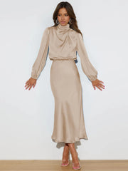 Formal attire Dresses: Long Sleeve Loose Fitting Dress Elegant Women's Evening Dress