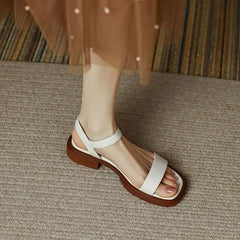 Ladies Shoes with Low Heels Footwear Outdoor Sandals for Women Beige