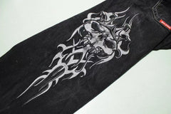 Gothic Print Jeans Women Y2K Street Hip Hop Trend Baggy Jeans Couple