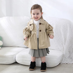 Baby Coat with Belt Cotton Autumn Spring Baby Girl Clothes Solid Color Infant Jacket