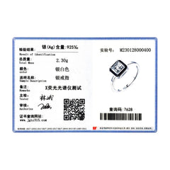 925 Sterling Silver Fashion Black Enamel Finger Ring Clear Square CZ Ring
