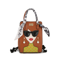 Beauty Glasses Handbags for Women PU Shoulder Bag Cute Scarf Purses