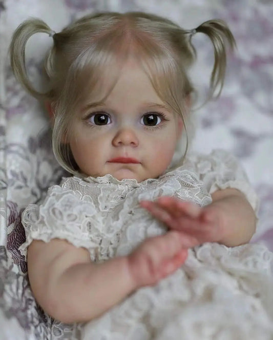 60CM Maggie Handmade High Quality Soft Vinyl Silicone Reborn Toddler Detailed Lifelike Hand-rooted hair Collectible Art Doll