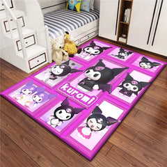 Kuromi Sanrio Lovely Carpet Rug for Living Room Bedroom Decoration Picnic Camp