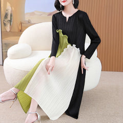 Evening Dresses: Dress for Women Stitching V-neck Loose Plus Size Casual