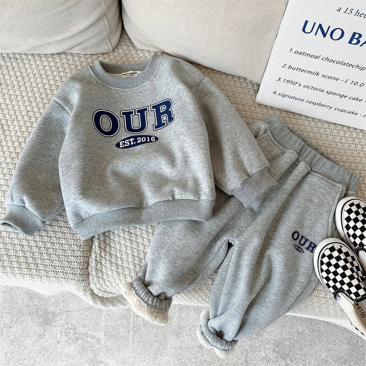 2-6 Years Boys Round Neck Sweater Sets Boys Warm Casual Loose 2Pcs Autumn Spring New Children's Long-Sleeved Letter Sports Suit
