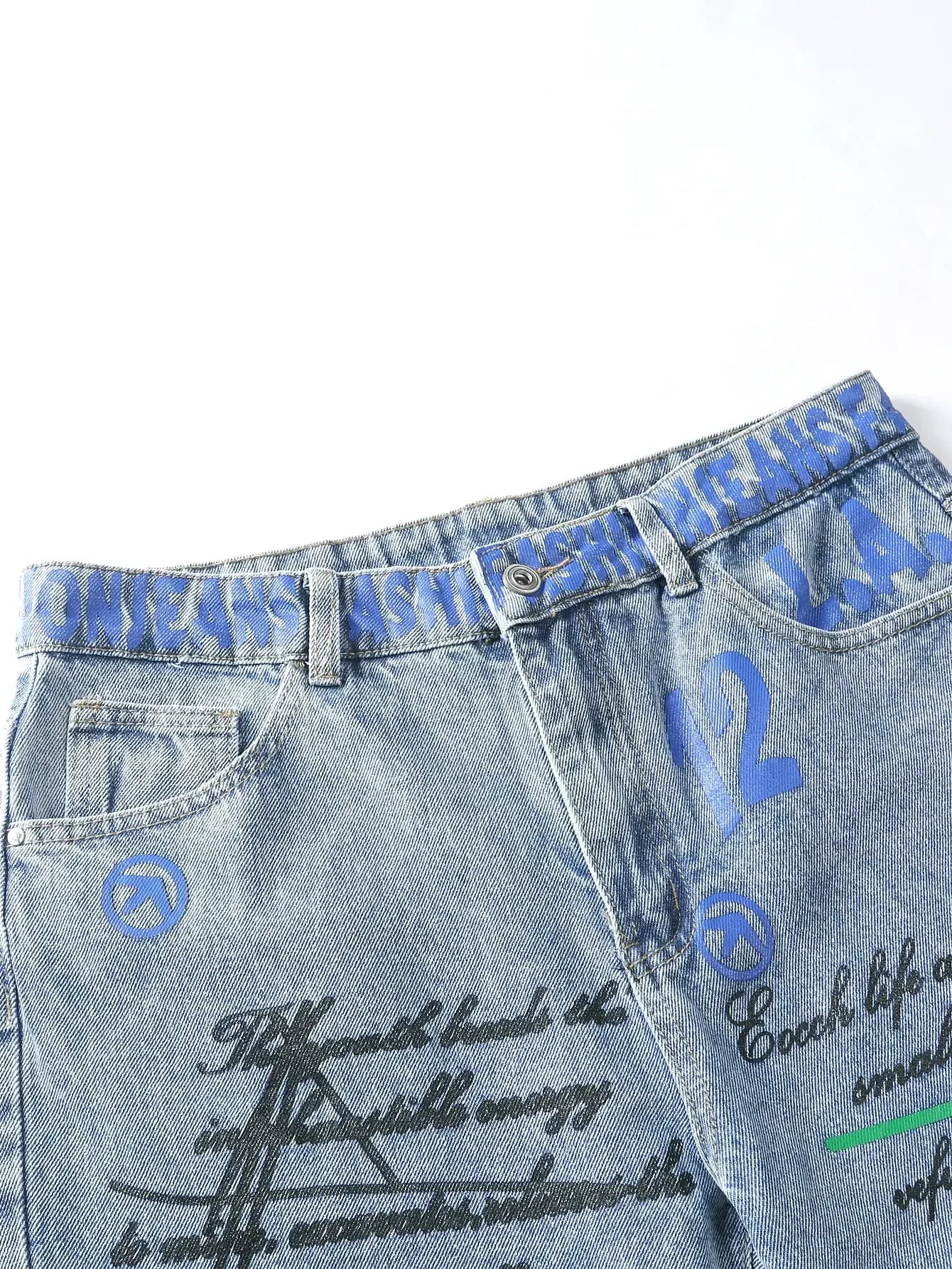 Men's y2k Baggy Jeans Hip Hop Ripped Trousers Harem Cartoon Loose Graffiti