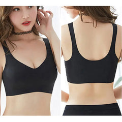 Women Seamless Ice Silk Bra Removable Chest Pad Lifting Bralette Underwear