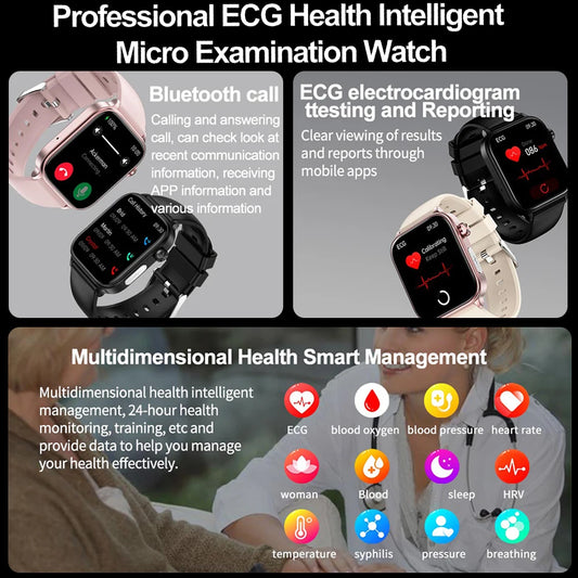 2025 New 24-Hour Health Monitoring Smart Watch Men Uric Acid Blood Lipids Heart Rate Bluetooth Call Smartwatch Women