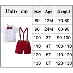 1 2 3 4 5 6 Years Boy Wedding Summer Clothes Star Print Suspender Set Kid Cotton Solid T-shirt Shorts Children Toddler Suits