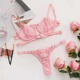 Lingerie Woman Lace Transparent Underwear Fairy Embroidery Brief Sets