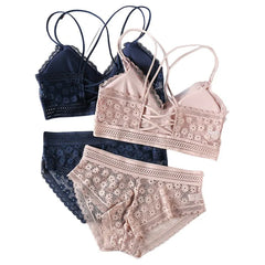 Women Lace Bras Set Backless Bralette Seamless Underwear Lace Top Lingerie