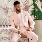 Beach Wedding Outfit Men: Pink Men Suits 2 Pieces (Jacket+Pants) Fashion Gentleman