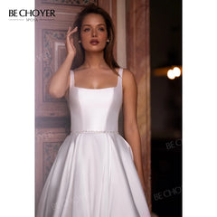 White Bridesmaid Dresses: Wedding Dress Chic Bow Straps A-Line Open Back