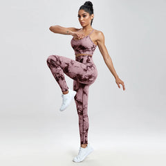 Yoga Sets Printing 1/2/3 PCS Gym Set For Women Seamless Leggings Bra Shorts