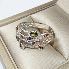 Genuine S925 Stamp Silver Color Rings for Women Hollow Engagement Ring Bijoux