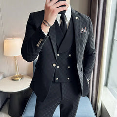 Single-breasted Business + Wedding + Groomsman Loose Suit Three-piece Box
