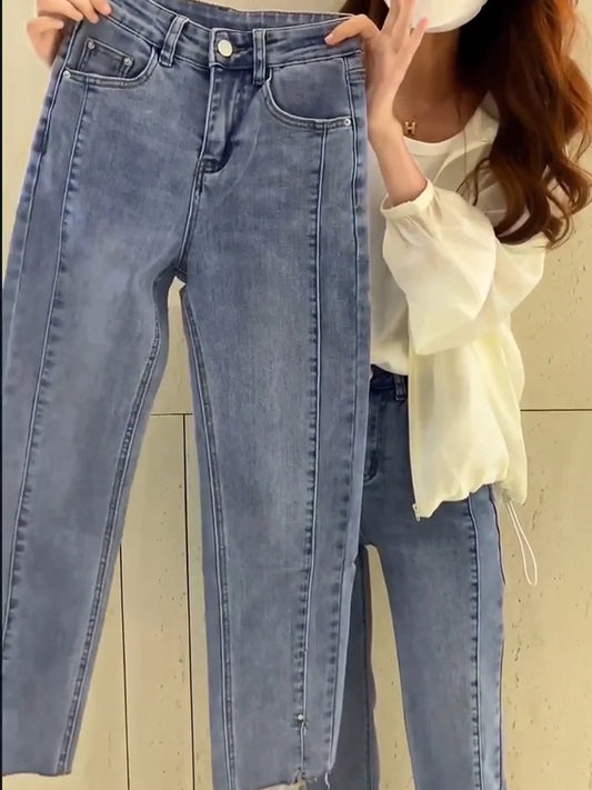 Y2k Pear-shaped Body Wear With Plus-size 2023 Spring And Autumn Split Jeans