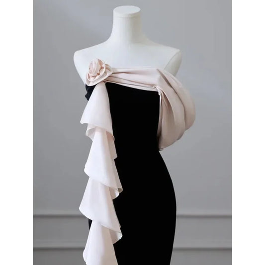 Homecoming Dresses: One Shoulder Slim Waist Simple Temperament Evening Dresses