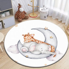 Sleep Bear HD Printed Cartoon Round Carpet for kids Living Room Rugs Camping Picnic