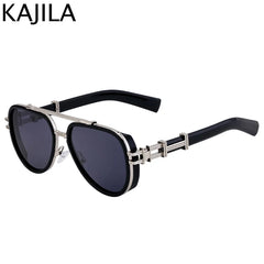 Sunglasses Men Brand Oval Metal Frame Steampunk Sunglasses