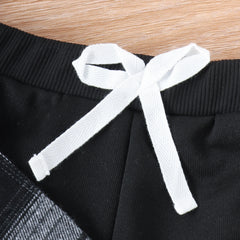 3PCS Autumn Boys Aged 2-6 Are Fashionable And Handsome, Multi-Color Plaid Hooded Long-Sleeved Top + Solid Color Pants Set