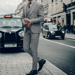 Beach Wedding Outfit Men: 3 Piece Italian Men Suits Business Office Formal Suit