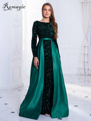 Homecoming Dresses: Modest Stretch Sequin Full Sleeve Evening Party Gown
