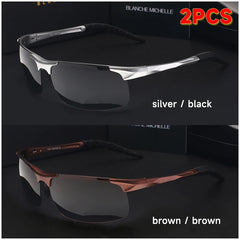 Sport Sunglasses Polarized Men UV400 Rectangle Gold Outdoor Driving Sun Glasses