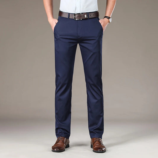 Summer Soft Lyocell Fabric Men's Suit Pants Thin Business Office Straight Pants