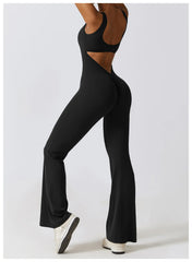 Women Jumpsuits One-Piece Yoga Suit Dance Belly Tightening Fitness Workout Set