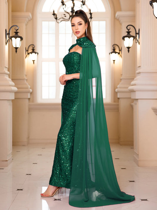Homecoming Dresses: Maxi Dress Chiffon Flying Sleeve Luxury Halter Backless