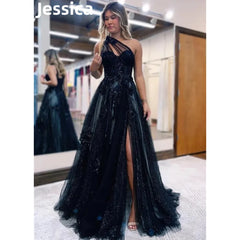 Homecoming Dresses: Glitter Tulle Prom Dresses Decal A-line Evening Dress