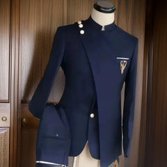 Tuxedo for Mens: Slim Fit Men Suits for Wedding with Mandarin Stand Collar Male