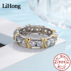 925 Sterling Silver Ring Interlaced With Aaa Zircon Crystal Ring