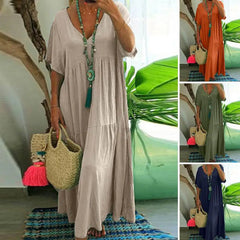 Soft Chic Big Hem Beach Maxi Dress Plus Size Lady Summer Dress Ankle Length