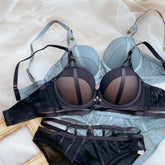Women Lace Underwear Hollow Push Up Bra Set Classic Bandage Adjustable