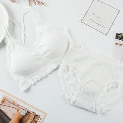 Tops Set High Waist Panties Women Wireless Underwear Suit Soft Padded Bras Set