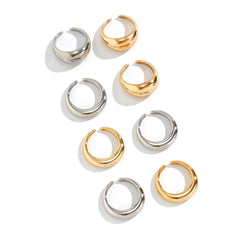 8 Pcs Chunky Open Smooth Surface Rings Set for Women Trendy Gold Color and Silver