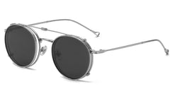 Sunglasses round frame men women metal sunglasses retro flip up eyeglasses