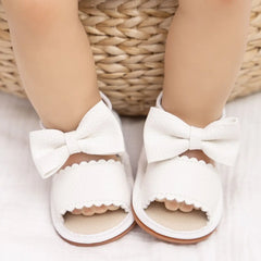 Baby Sandals Infant Girl Princess Cute Bow-knot Leather Rubber Sole Flat Toddler