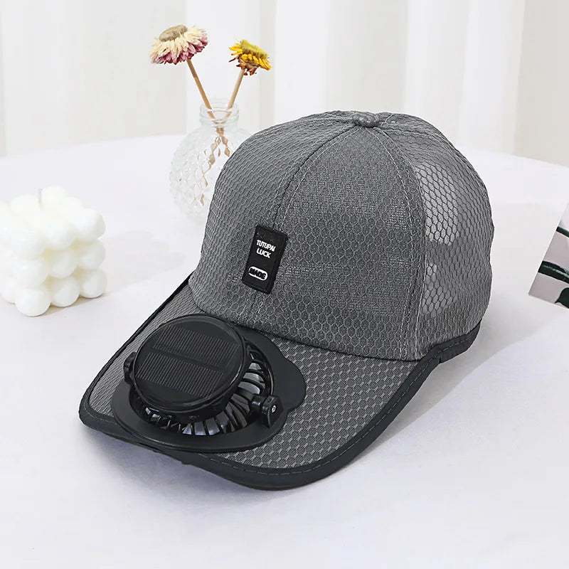 Outdoor Mesh Cap Solar Powered Charging Fan Cap Summer New Style Breathable Sunshade Sun Protection men's women's Adults Mz126