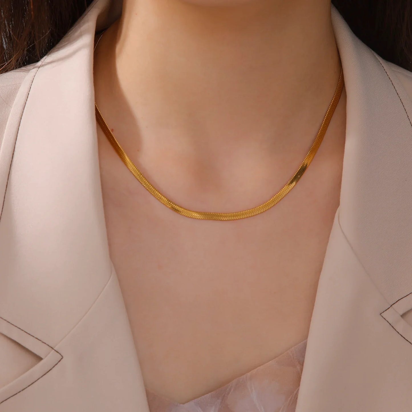 Skyrim Stainless Steel Snake Chain Necklace for Women Men Gold Color Herringbone Choker Neck Chains 2026 Trend Jewelry Gift Hot