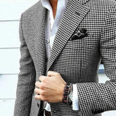 Tuxedo for Mens: Italian Style Men's Blazer Houndstooth Casual Man Suit Jacket