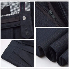 Men Pants Wash-and-wear Elastic Formal Fit Male Drape Plus Size Straight Black Suits
