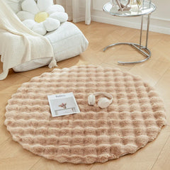 Faux Fur Round Carpets Luxury Bubble Shaped Plush Rugs for Bedroom Decor Non Slip