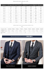Prom Suits for Men: Men's Fashion Korean Version Slim-fit Plaid Suit Three-piece