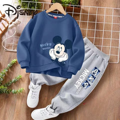 Autumn Baby Girl Boy Clothes Set Children Disney Mickey Printing Sweatshirt Top and Pants Bottom Two Piece Suit Cotton Tracksuit